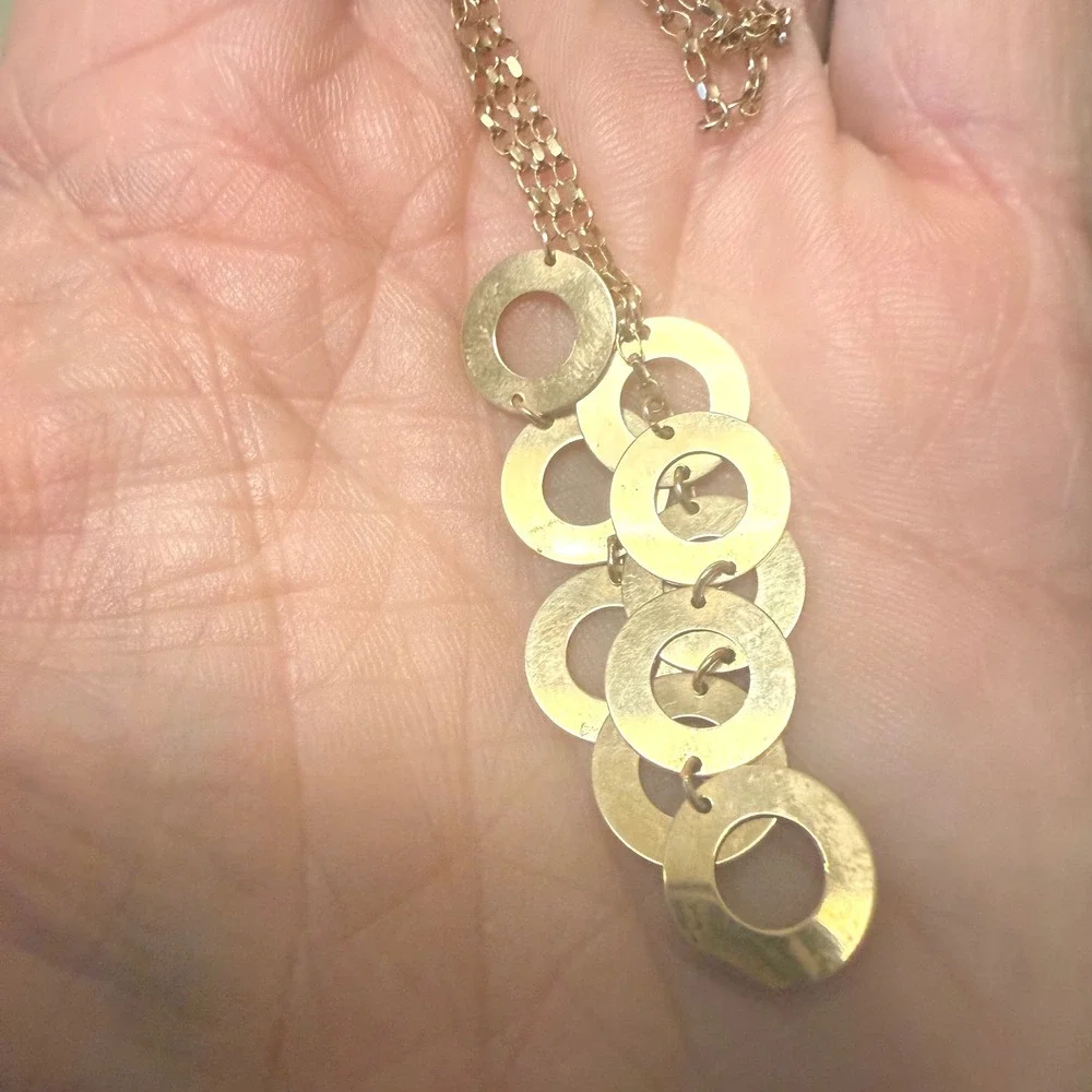 14K Yellow Gold JJT Interlocking Circle Statement Choker Necklace 14